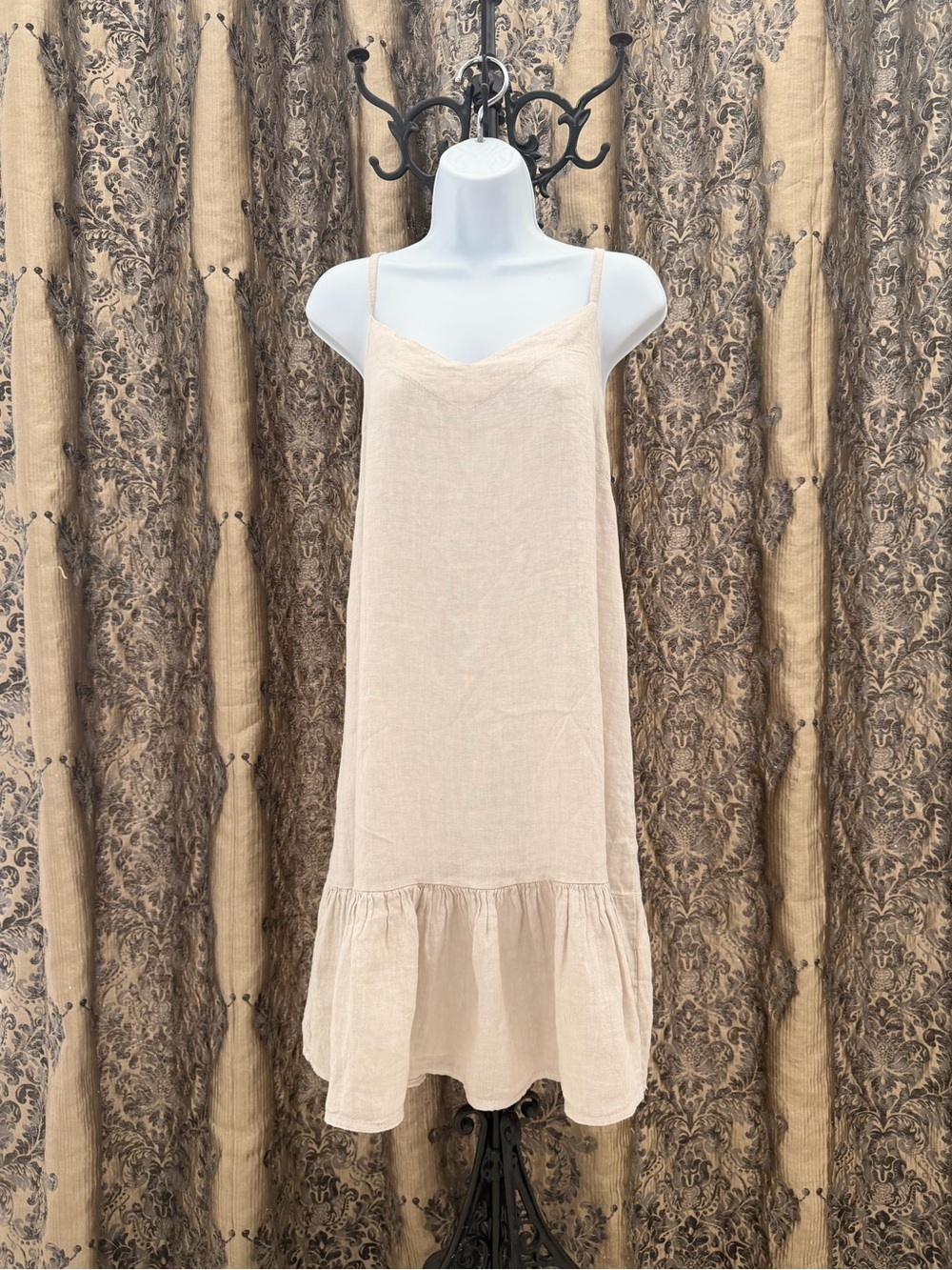 Bellambra Made In Italy Lightweight Beige Slip Dress with Ruffle Hem